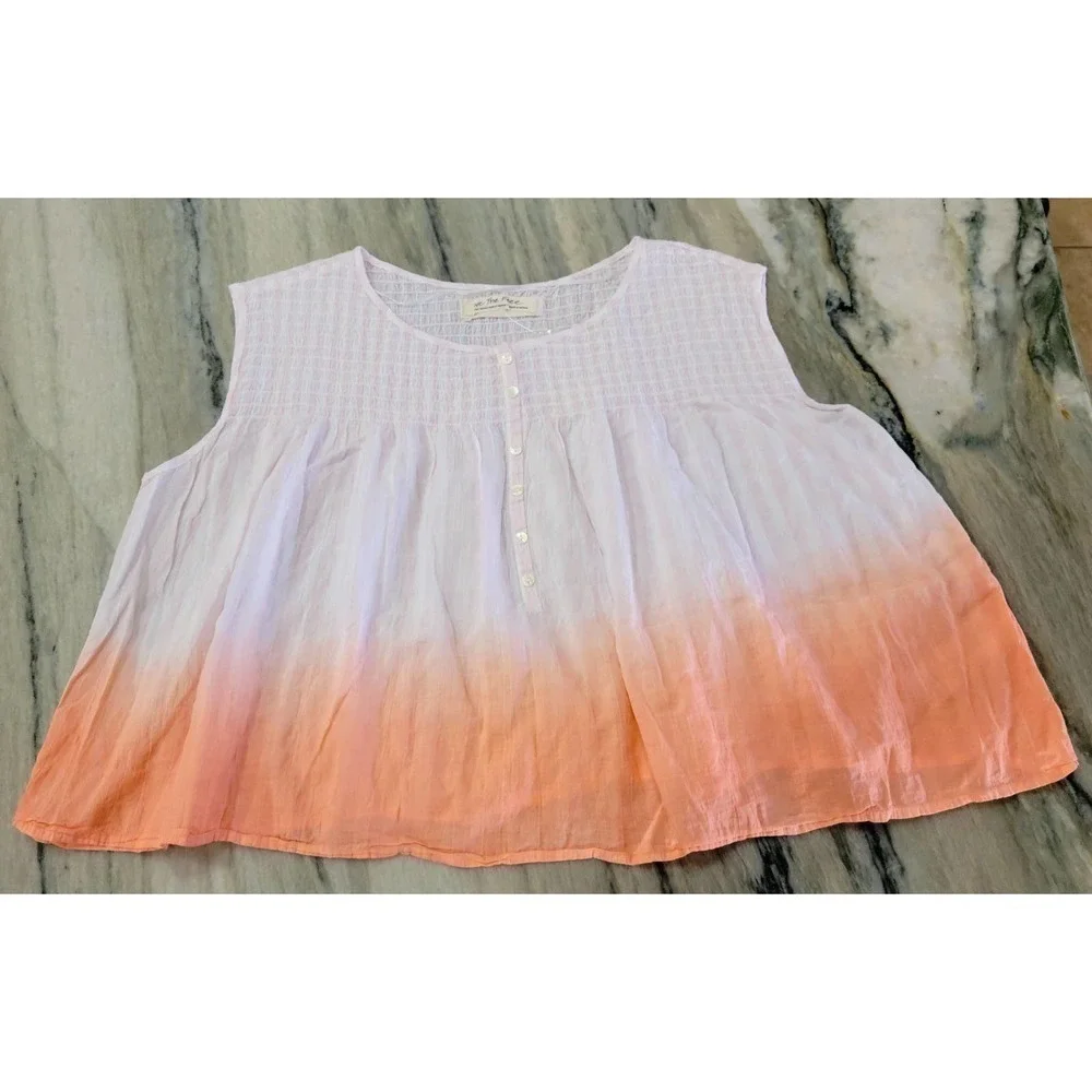 We The Free Coral Ombre Ruffled Sleeveless Top XS